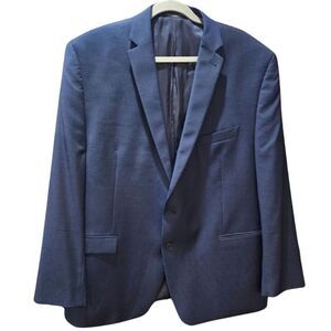 Calvin Klein Men's 100% Wool Navy Pinstripe Blazer Jacket Double Button Size 48R